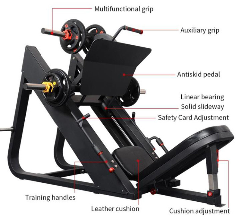 室内ジム 装備 45 度 レッグプレス プレート 負荷 機械 筋力トレーニング